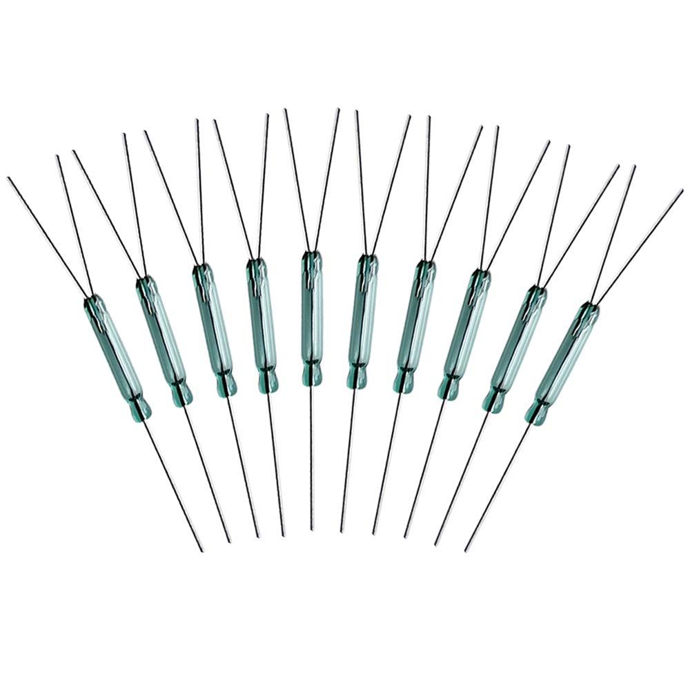 Gebildet 10pcs 4W 3 Pin Reed Switch Reed Contact Normally Open N/O N/C SPDT, Glass Reed Relay Magnetic Induction Switch (2.5mm x 14mm)