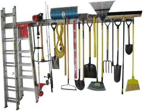 Holeyrail, Garage Storage System, Garage Organizer, Commercial Quality, Industrial Strength, Prefinished Steel rail, 8 Feet total length, Can use Standard Peg Hooks (not included)