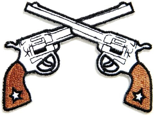 Gun Pistol Shotgun Cowboy Shooting Game Army Military Logo Jacket Uniform Patch Sew Iron on Embroidered Sign Badge Costume