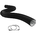 TerraBloom Flexible 4 Inch Ducting - Black 8 Feet Flex Aluminum Duct with 2 Clamps – 4 Layer HVAC Ventilation Air Hose - Great For Grow Tents, Dryer Rooms, House Vent Register Lines