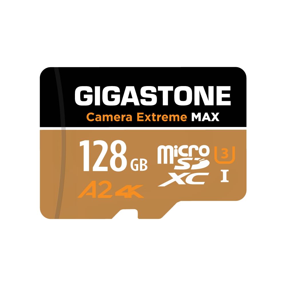 【5-Years Data Recovery】GIGASTONE 128GB Micro SD Card, Camera Extreme MAX, Up to 160/100 MB/s, MicroSDXC Memory Card for DJI, Gopro, Insta360, Dashcam, 4K Video, UHS-I A2 V30 U3 with Adapter