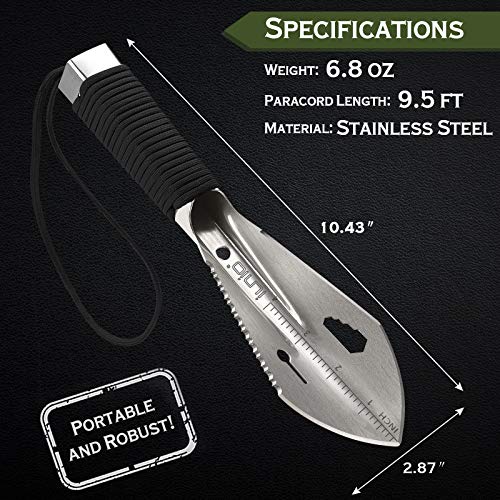 iunio Hiking Trowel, Camping, Backpacking, Portable Shovel, Multitool