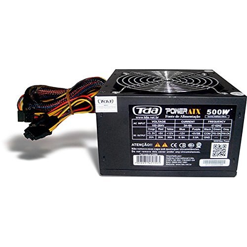 Fonte Atx 500W 24P Sata Real Gamer 3D Com Cabo De Força Tda