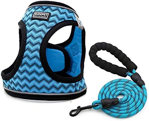 Sroben Dog Vest Harnesses with 5FT Leashes,Reflective and Breathable Puppy Cat Harness Vest Set,Fit for Small and Medium Dog/Cat (S)