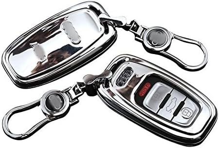 Car Remote Keyless Entry Key Case Cover Fob Shell for Audi A3 A4 A5 A6 A7 A8 Q7 (CHROME SILVER)