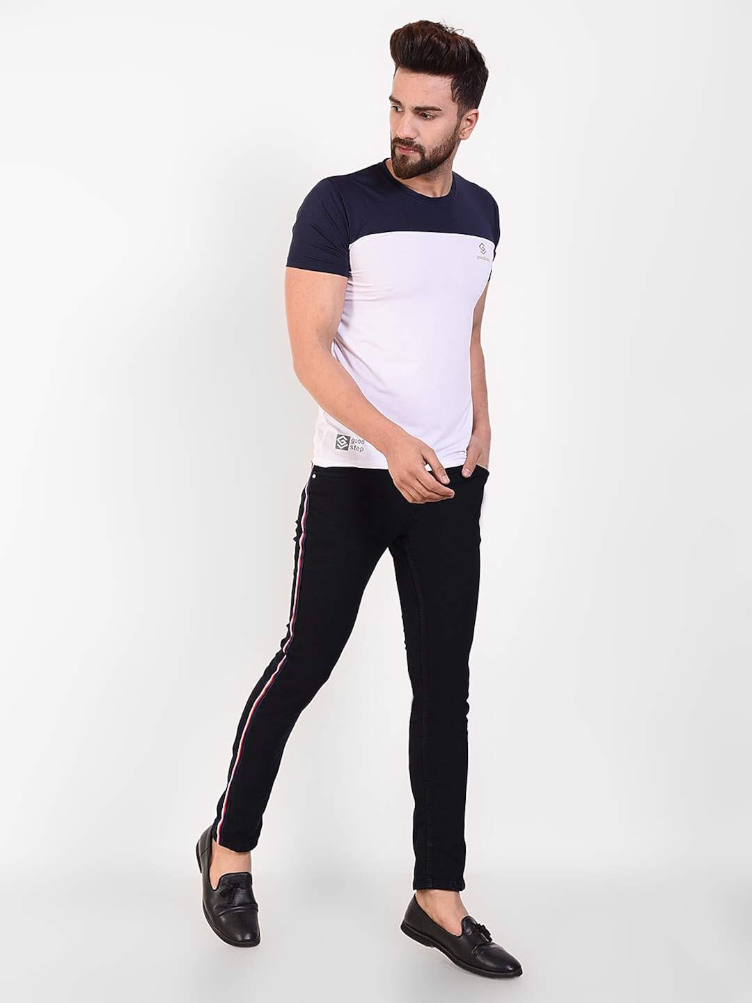 contrast stripe jeans