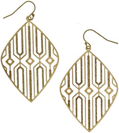 Women's WORN GOLD CUT OUT DIAMOND SHAPED EARRINGS