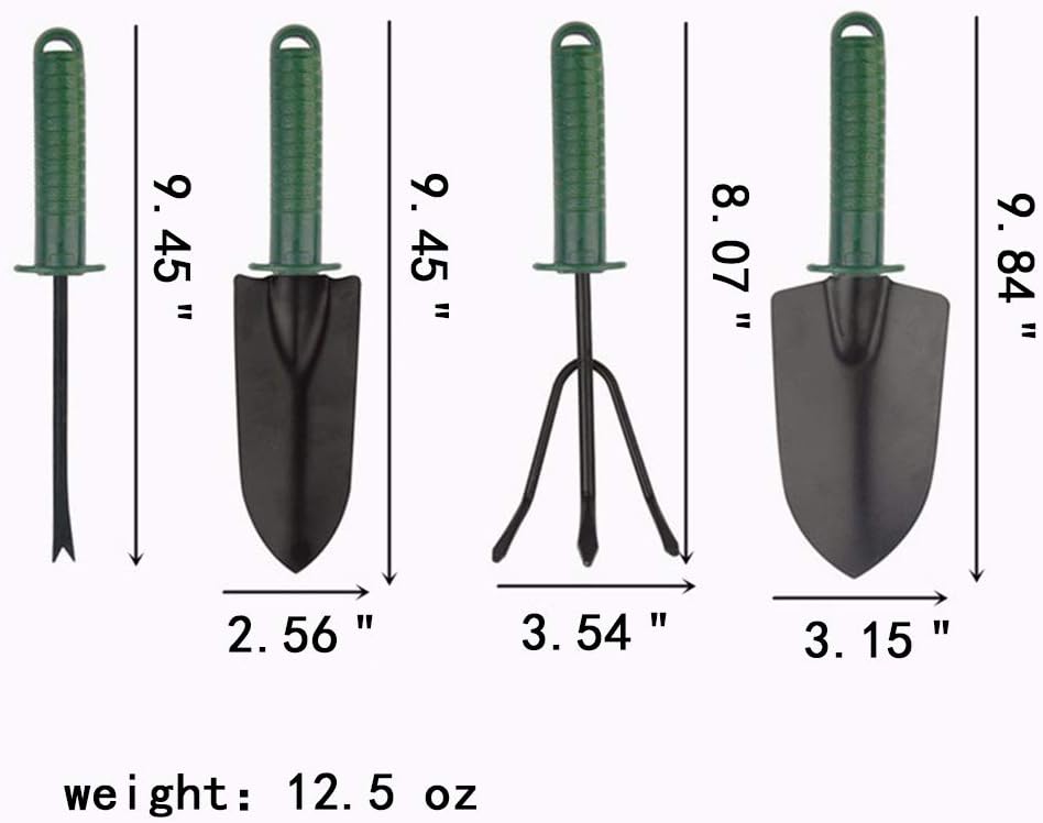 Janeflower Garden Tool Set 4 Pieces of Iron Hand Shovel Transplant Shovel Incubator Hand Rake and Drafter Non-Slip Handle Garden Lawn Gift (JF000002) : Garden & Outdoor