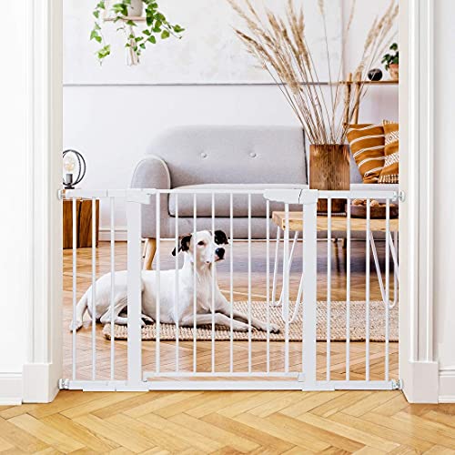RuiHhome Auto Close Safety Baby Gate, Maximum Width is 143cm Including 10 20 30cm Extension Rack, Dog Gate for Stairs，Extra Wide Child Gate
