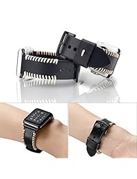 sunkong correa para Apple Watch 38 45.9 yard de piel genuino, deportes y de moda Premium piel auténtica iWatch correa para Apple Watch Series 1 2 3 y todos los modelos, correa de Apple Watch 38 45.9 yard piel, 42mm