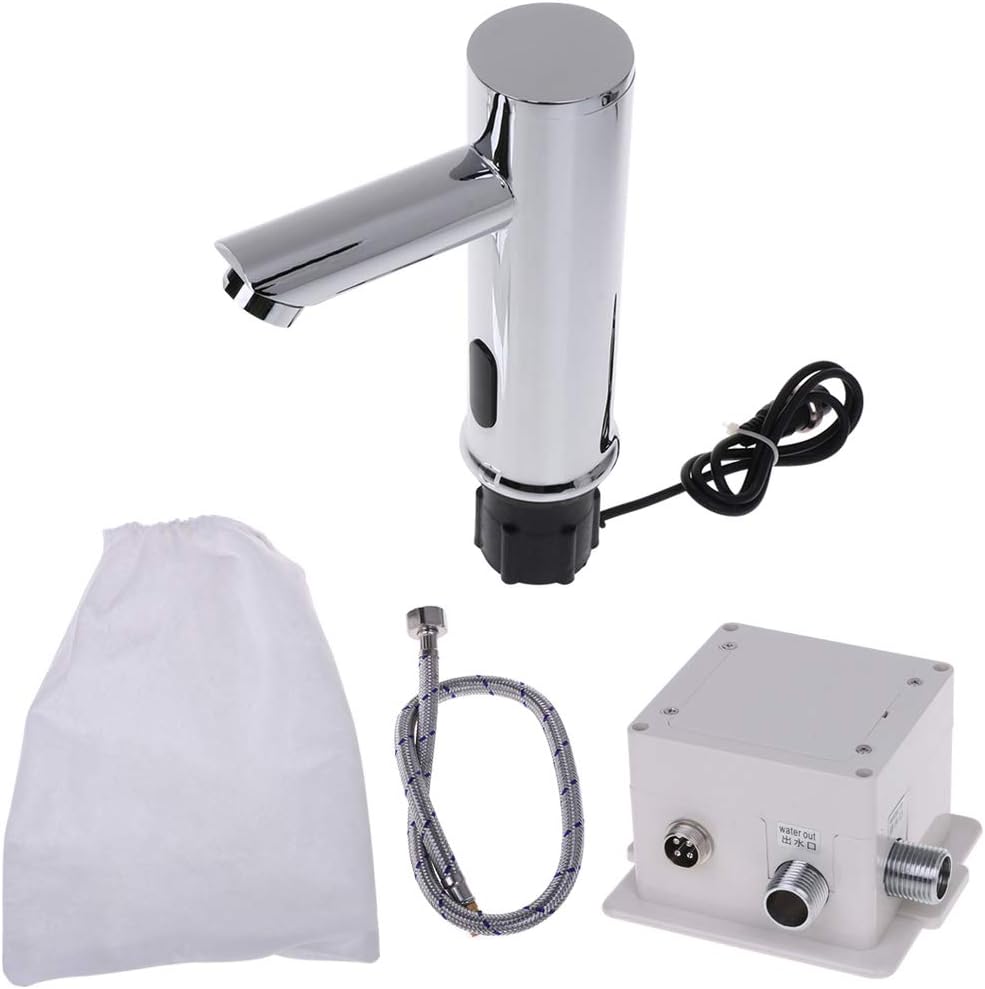 JOYKK Bathroom Automatic Infrared Sensor Sink Faucet Touchless Basin Water Tap Deck Mounted - B# - Silver