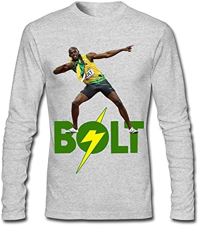 CAILZ Men's Usain Bolt Long-Sleeve Crew Neck T-Shirt