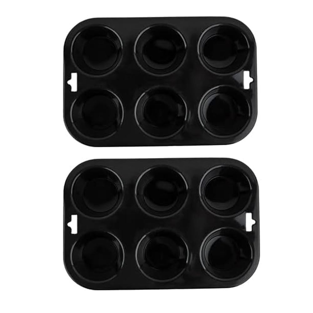 Selecto Bake 6 Cup Silicone Bun & Muffin Moulds – Non-Stick Cupcake & Yorkshire Pudding Tray – Pack of 2 (Black)