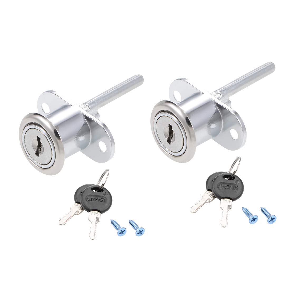 sourcing map Drawer Lock 19mm Cylinder Diameter for Desk Cabinet Locker Showcase Silver 2Pcs