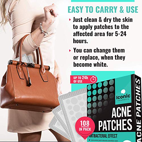 ICONIC Acne Pimple Healing Patch - Absorbing Cover, Invisible, Blemish Spot, Hydrocolloid, Skin Treatment, Facial Stickers, Two Sizes, Blends in with skin (108 Patches) - Thumbnail 6