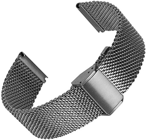 Geckota Stainless Steel Watch Band Quick Adjust Milanese Mesh, Satin, 22mm
