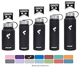 SIMPLE DRINK Stainless Steel Insulated Water Bottle - Wide Mouth Leak Proof Vacuum Outdoors Coffee Mug - Ice Cold Up to 24 Hrs/Hot 13 Hrs Double Walled Flask - Laser Marking