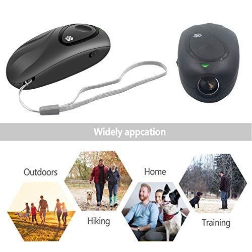 Dog Barking Control Devices, Ultrasonic Anti Barking Device, 2 In 1 Adjustable Frequency Dog Barking Deterrent Devices Handheld Dog Training Device with LED Indicator Wrist Strap for Indoor Outdoor