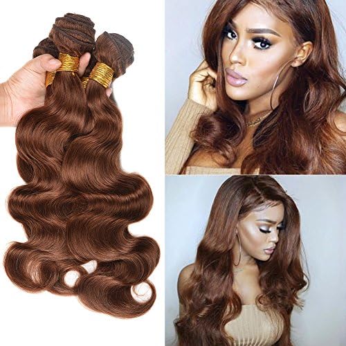 XCCOCO Hair Cheap 8A Peruvian 30# Body Wave Weave Wefts Medium Auburn Brown Hair 4 Bundles Deal With Mixed Lengths 10-26inch Wholesale Hair Bundles(10"x4,100g/piecs)
