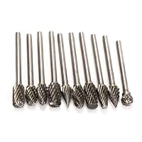 Glamorway Pack of 10Pcs 6x3mm Shaft Solid Carbide Carbide Burrs for Rotary Drill Die Grinder Carving Bit