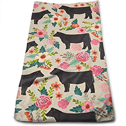 Show Steer Cows Farm Barn Florals Design Microfiber Bath Towels,Soft, Super Absorbent and Fast Drying, Antibacterial, Use for Sports, Travel, Fitness, Yoga