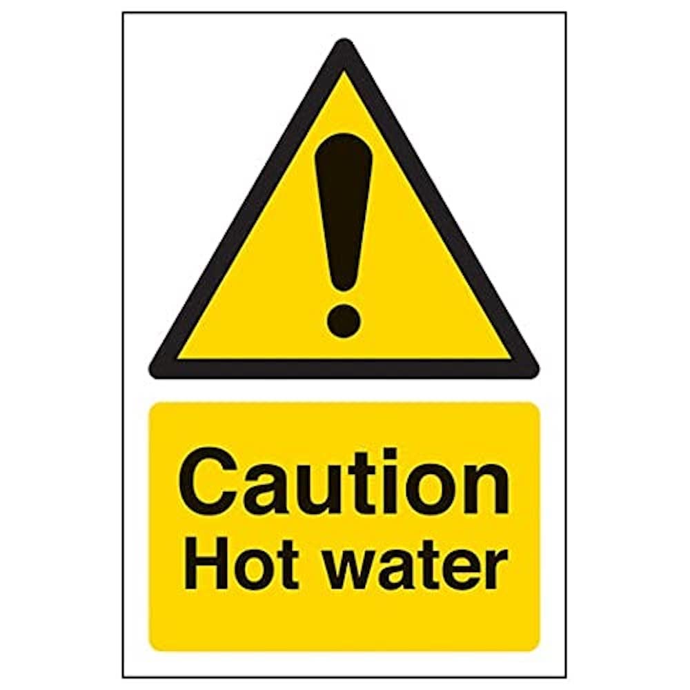 V Safety Eco Friendly Warning Temperature - Caution Hot Water - 150 x 200 mm Safety Sign
