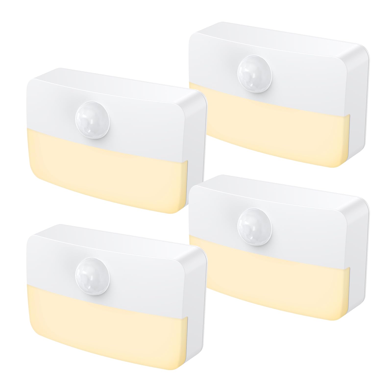Photo 1 of ?4 Pack? Motion Sensor Night Light, Stick-On Motion Sensor Lights Indoor, Battery Powered Under Cabinet Kitchen Lights with Adhesive Pads, Auto/On/Off for Cupboard Wardrobe Stair Kitchen- Warm White