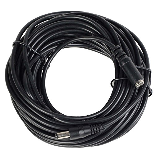 VideoSecu 50ft 12V DC Power Adapter Pigtail Plug Extension Cable 2.1mm x 5.5mm for CCTV Surveillance Camera PC50 W3J