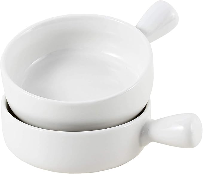 French Onion Soup Bowls With Handles 15oz White Porcelain Ceramic Oven