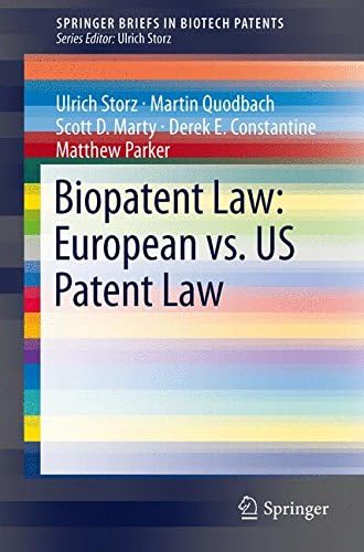 Biopatent Law: European vs. US Patent Law (SpringerBriefs in Biotech Patents)