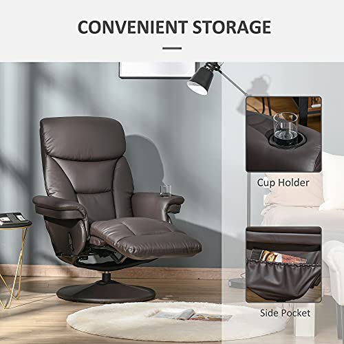 Manual Recliner, Swivel Lounge Chair with Side Pocket, Footrest