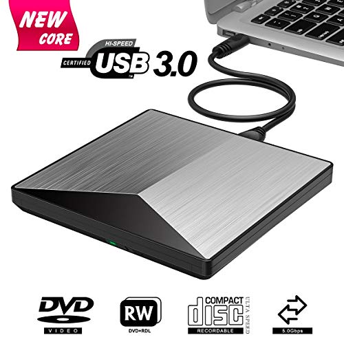 External CD Drive, Snorain USB 3.0 CD/DVD+/-RW Burner Player, Optical Superdrive High Speed Data Transfer for Laptop MacBook Desktop Computer Compatible for Windows10 /8/7/XP/Mac OS (Silver) - Thumbnail 7
