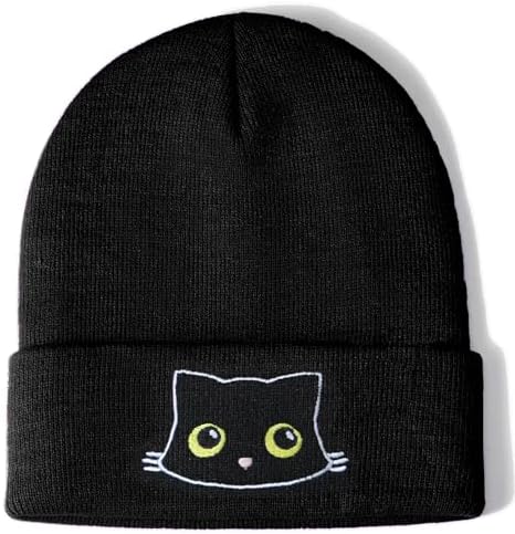 Royal Blue Cat Meow Slouchy Beanie Skull Winter Knit Hat Cap for