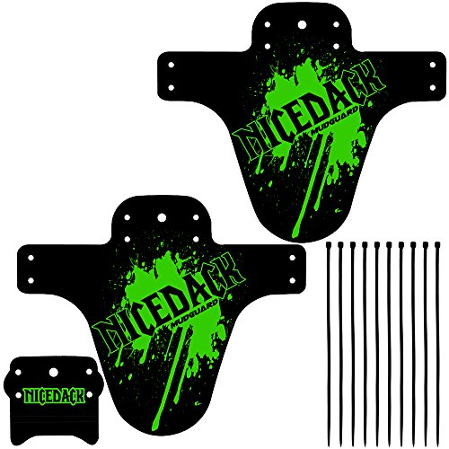 NICEDACK Mountian Bicycle Fender, MTB Mud Guardï¼Œ2+1 PCS Front and Rear Bike Fenderï¼ŒBike Mudguard Fits 26", 27.5", 29" Suitable for Bicycles (Fat Bike Wheel and Children Bicycle) (Green)