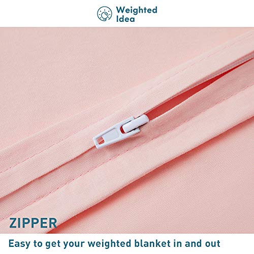 Weighted Idea Removable Duvet Cover 48''x78'' for Weighted Blanket (100% Natural Cotton, Coral Pink) - Thumbnail 4