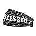 Unisex Headband/Sweatband. Best for Sports, Fitness, Working Out, Yoga. Tapered Design. (BLACK BLESSED)