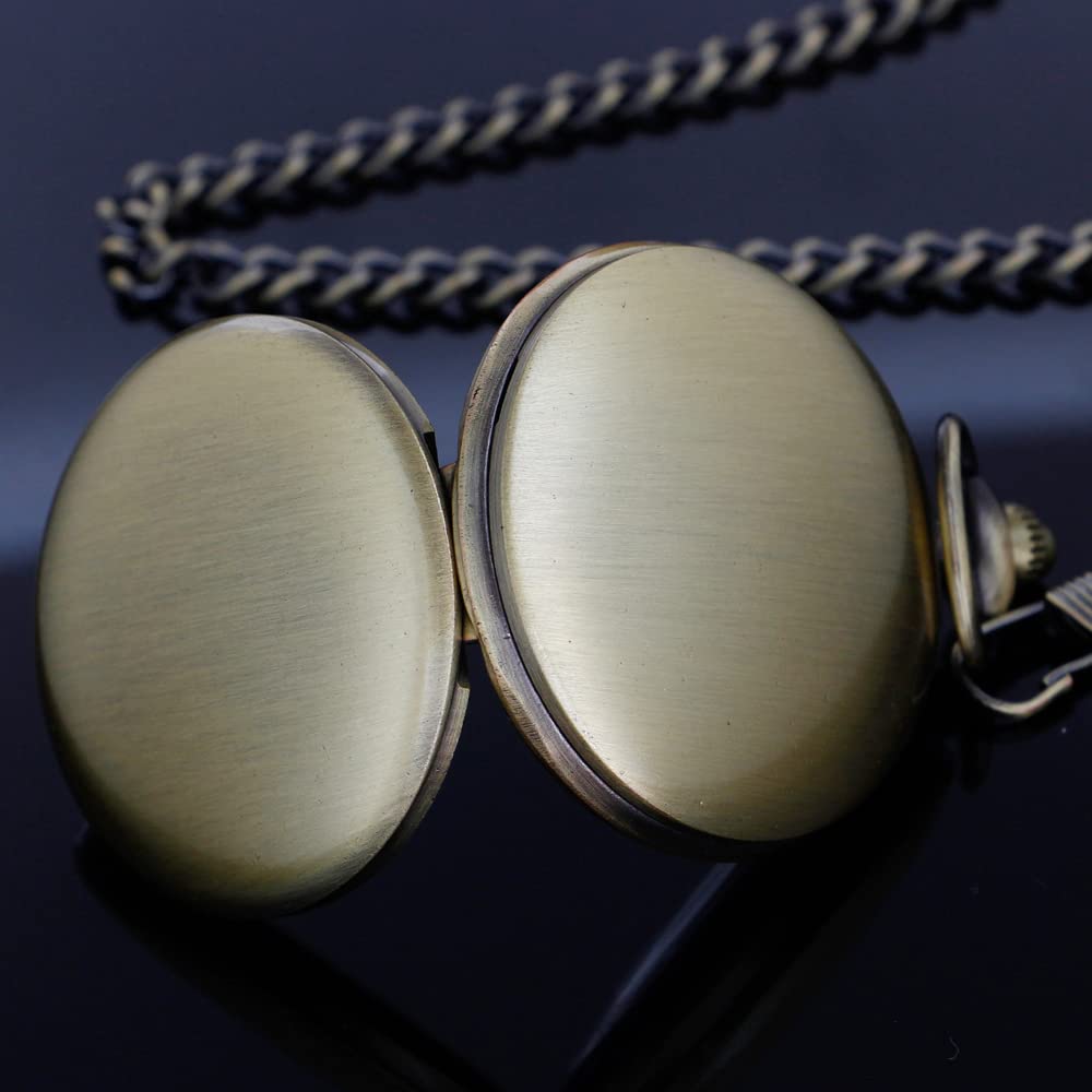 Tiong Smooth Pocket Watch,Personalized Pocket Watch,Customized Watches for Men,Engraved Pocket Watches for Father‘s Day with Chain