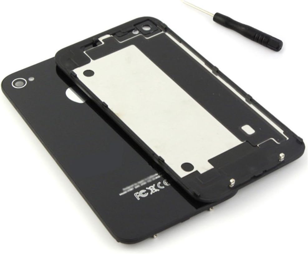 GSHENG New Back Glass Case Housing Cover for Apple iPhone 4S Replacement back battery cover, with Free screwdriver included (BLACK)