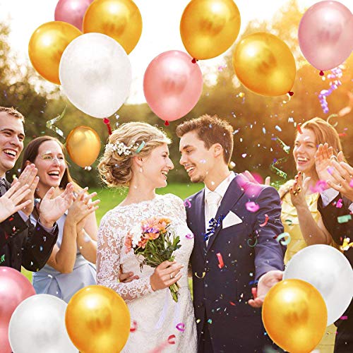 Pink Gold Color Crepe Paper Party Streamer Balloon Decorations Set for Wedding Birthday Party Thanksgiving (Pink)
