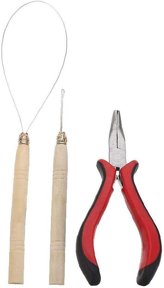 Professional Hair Extensions Tool Kit Bead Pliers Pulling Loop Hook Needle Linkies Bead Device Tool Kits