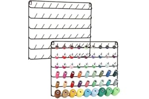 MOOACE 54 Spools Thread Rack Set of 2, Metal Thread Holder Organizer with Hanging Hooks for Embroidery Quilting and Sewing Threads, Brown