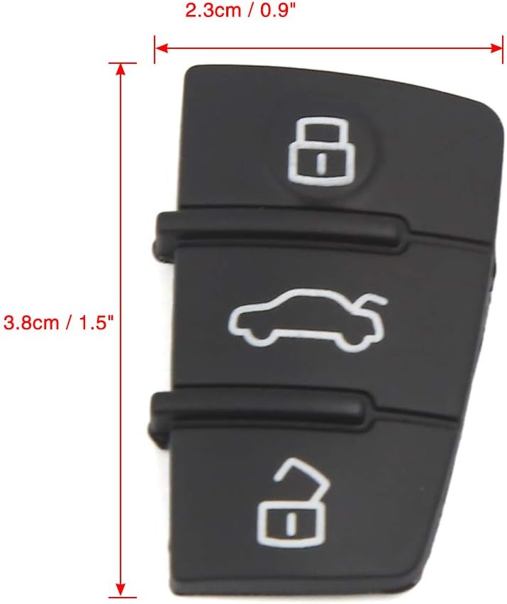 sourcing map Car Key Remote Control Pad 3 Button Insert Rubber Pad Keypad for A4, Black, 3.8 x 2.3 x 0.4cm/ 1.5 x 0.9 x 0.2" (L*W*T) - Image 3