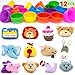 12 Pcs Easter Eggs Filled with Plush Soft Animal, 6 Assorted Colorful Prefilled Plastic Surprise Eggs for Easter Theme Party Favor, Easter Eggs Hunt Fillers, Easter Basket Stuffers, Classroom Prize Supplies.