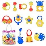 Niuniu Daddy 12 Pieces Baby Rattle and Teether Toy Play Set - Colors May Vary