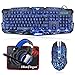 BlueFinger Gaming Keyboard Mouse Headset Combo,USB Wired 3 Color Crack Backlit Keyboard,Blue LED Light Gaming Headset,Gaming Keyboard Set for Computer PC Game Office Workthumb 1