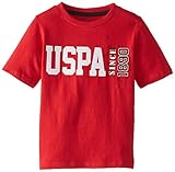 U.S. Polo Assn. Big Boys Cotton Jersey Graphic Crew T-shirt, Engine Red, 10/12