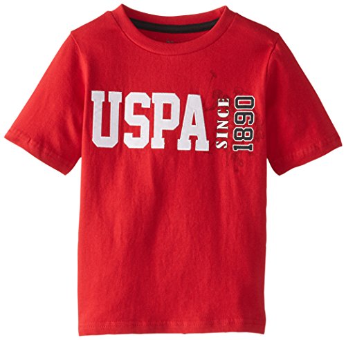 U.S. Polo Assn. Big Boys Cotton Jersey Graphic Crew T-shirt, Engine Red, 14/16