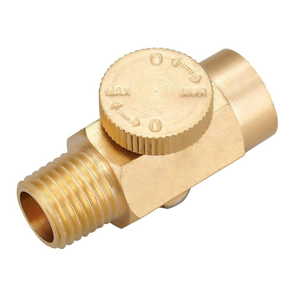 Shiwaki Brass In-Line Air Flow Regulator Valve 1/4" NPT Male x 1/4" NPT Female Fitting Air Pressure Compressor Control Tool