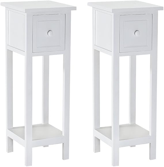 Amazon.de: Ruication Nachttisch mit 1 Schublade, weiß, Holz