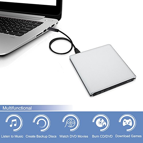 VersionTECH. USB3.0 Ultra Slim External DVD Drive Burner Optical Drive CD+/-RW DVD +/-RW Superdrive Compatible with Mac MacBook Pro Air iMac and Laptop, Support M-DISC